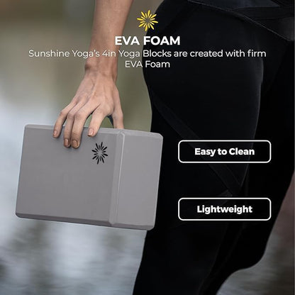 Sunshine Yoga 4" Yoga Block, 10 Pack Bulk EVA Foam Yoga Blocks, Firm and Supportive Yoga Brick, Balance Foam for Stretching, Pilates, and Workout, 4" x 6" x 9"