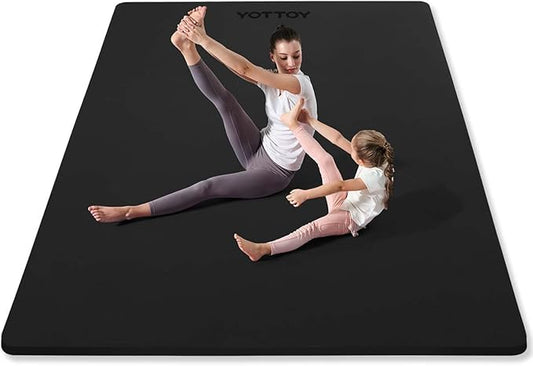 YOTTOY Large Yoga Mat (75 * 52 * 1/2inch),Extra Wide TPE Exercise Mat,Non-Slip Workout Mat for Pilates, Fitness, Barefoot, Home Gym Studio with Strap and Towel