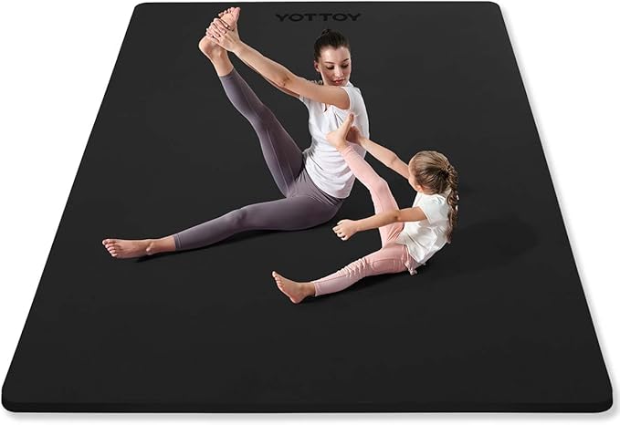 YOTTOY Large Yoga Mat (75 * 52 * 1/2inch),Extra Wide TPE Exercise Mat,Non-Slip Workout Mat for Pilates, Fitness, Barefoot, Home Gym Studio with Strap and Towel