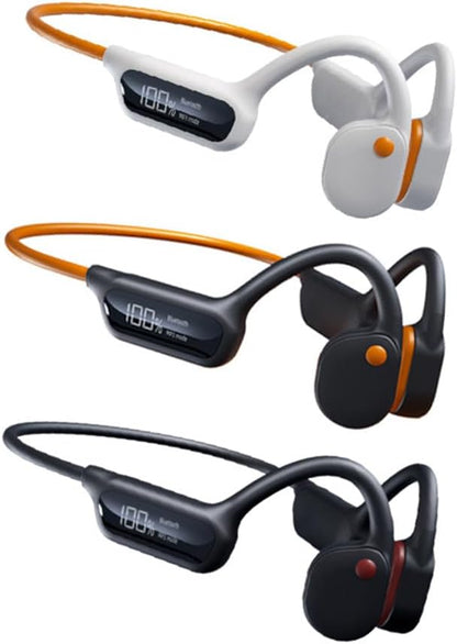 IHAO Swimming Headphones True Bone Conduction Open Ear Headset MP3 Player Built-in 32G Memory IP68 Underwater Waterproof Stereo Bluetooth Earphone for Driving Bicycling Running Skiing-X10 Black