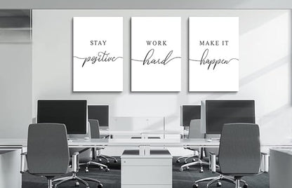 Framed Canvas Wall Art Positive Quotes, Office Wall Art Decor, White Large Poster, Positive Motivational Set of 3 Prints, Inspirational Wall Art (G-3pcs,20x30inchx3pcs)