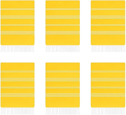 HAVLULAND Oversized Turkish Beach Towel 72’’x40’’ - Set of 6 | 100% Cotton Lightweight Sand Free Quick Dry Pool Towels | Extra Large Bath Towels for Adults Beach Blanket Essentials Bulk of 6 Yellow