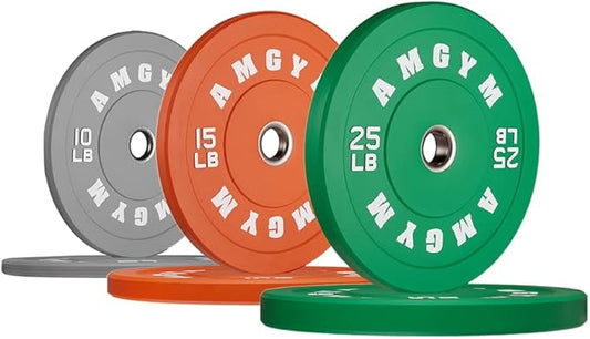 2 Inch Bumper Plates，10-500lbs，Barbell Rubber Olympic Weight Plates Set for Home Gym, Strength Training & Weight Lifting, Multiple Options Colors
