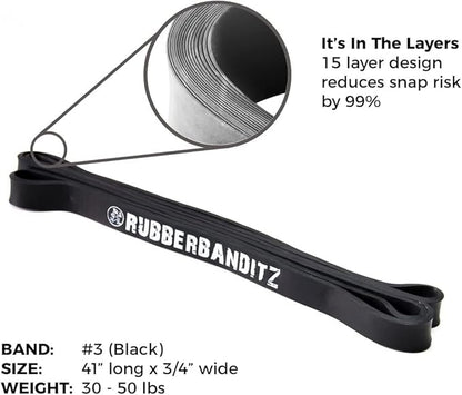 Rubberbanditz Pull Up Assist Resistance Bands Heavy Duty Loop Exercise Workout Bands for Powerlifting, Mobility, and Stretching