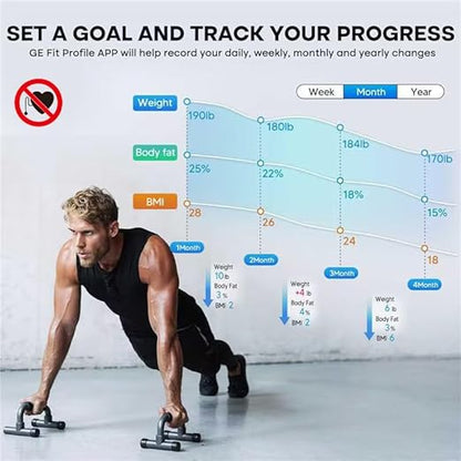 GE Scale for Body Weight Smart: Digital Bathroom Body Fat Scales 500lbs for BMI Muscle Bluetooth Smart Weight Monitor 11.8" Large Platform Weighing Machine Health Analyzer with App Dark Blue