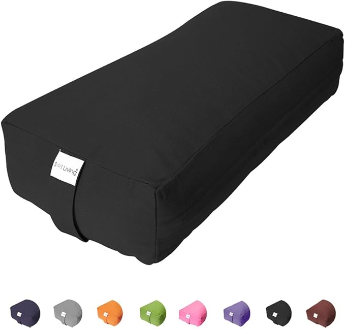 Sol Living Yoga Bolster Pillow Rectangular Meditation Cushion Cotton Meditation Accessories for Restorative Yoga Meditation Pillow Yoga Pillow Firm Body Pillow Bolster Pillow for Legs Removable Cover