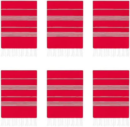 HAVLULAND Turkish Beach Towels Oversized -100% Turkish Cotton Super Soft Lightweight - Absorbent and Quick Drying Bath Towel - Sand Free Beach Towel - Turkish Towels for Adults (Red, 12 Pack)