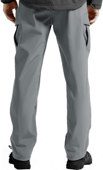 FREE SOLDIER Men's Outdoor Softshell Fleece Lined Cargo Pants Snow Ski Hiking Pants with Belt