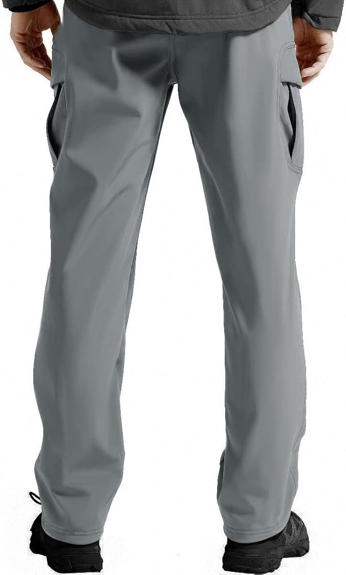 FREE SOLDIER Men's Outdoor Softshell Fleece Lined Cargo Pants Snow Ski Hiking Pants with Belt