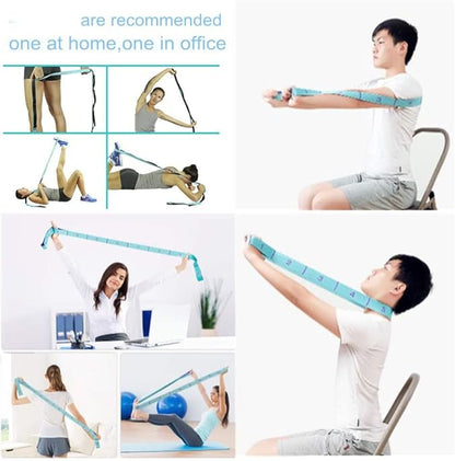 Stretching Strap with Loops - Portable Leg Stretcher Elastic Exercise Band - Flexibility Trainer Fitness Stretching Equipment for Yoga, Pilates, Ballet, Physical Therapy - 11 Loops