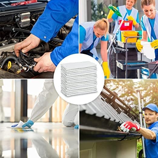 GOLD TEXTILES White Shop Towels Cotton [B Grade Towel] - 60 Pcs 20x40 Inches Shop Rags in a Box - Valuable Cleaning Rags Terry Towel for Industries, Automobiles and Commercial Use (60 Rags)