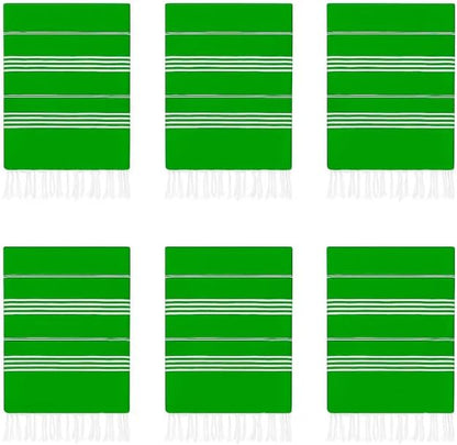 HAVLULAND Turkish Beach Towels, 100% Cotton, Quick-Dry & Sand-Free, Lightweight, Absorbent Bath Towel, Oversized 72"x40" Travel Blanket, Pool & Vacation Stuff Turkish Towels for Adults (Green, 6 Pack)