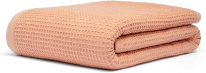 GOTS Certified Organic Cotton Waffle Weave Blanket, King Bed Blanket,108"X90" Cozy Throw Blanket for Couch, Modern Home Decor, Throw Blankets,Comfy Waffle Blanket, Soft Bed Blankets -Sun Bay