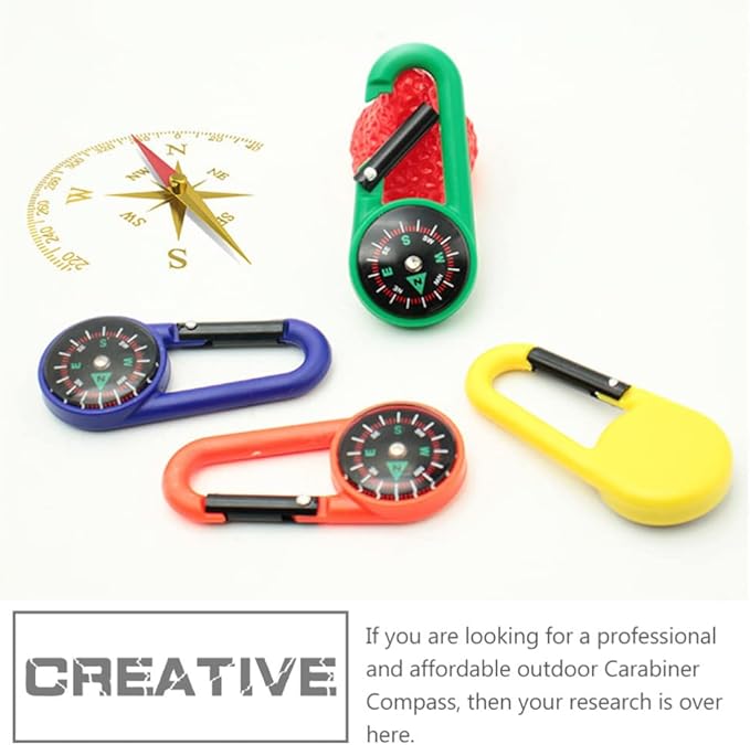 12Pcs Carabiner Compass for Kids Compass Hiking Mini