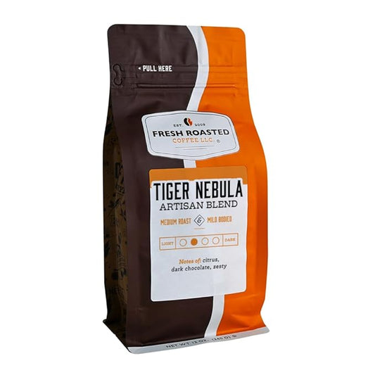 Fresh Roasted Coffee, Tiger Nebula, 12 oz, Medium Roast, Kosher, Whole Bean