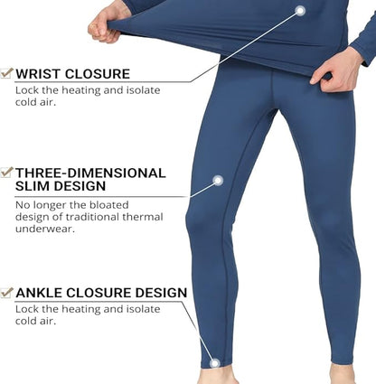 HEROBIKER Long Johns Thermal Underwear for Men Skiing Winter Warm Hunting Gear Fleece Lined Base Layer Set Top Bottom