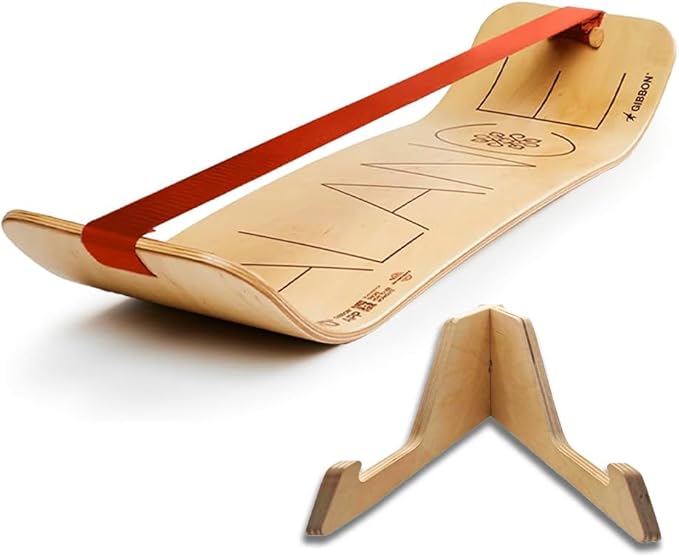 GIBBON SlackBoard - GiBoard Balance Board Kids & Adults - Slackline Balance Trainer - Slack Board Core Workout Equipment Home Gym Training - Standing Desk Exercise - Yoga, Agility, Pilates & More