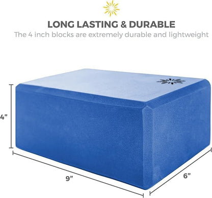 Sunshine Yoga 4" Yoga Block, 10 Pack Bulk EVA Foam Yoga Blocks, Firm and Supportive Yoga Brick, Balance Foam for Stretching, Pilates, and Workout, 4" x 6" x 9"