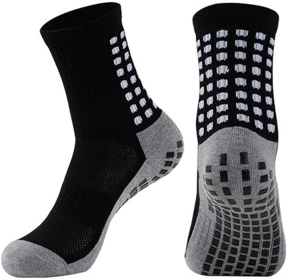 2 Set Anti-Slip Grip Soccer Socks with Shin Guard Sleeves, Sports Athletic Socks for Men Women