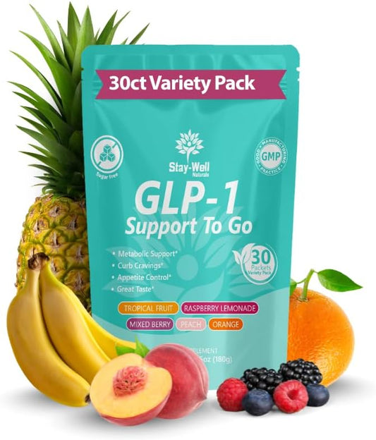 GLP-1 Supplement | Natural GLP-1 Production | GLP 1 Booster Drink Mix to Control Appetite and Cravings | Great Tasting Metabolic Support - Yerba Mate, Garcinia Cambogia, Berberine [Variety, 30ct]