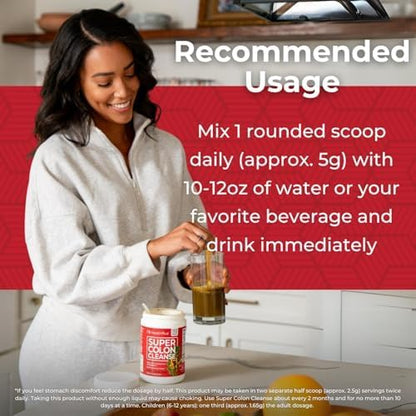 Health Plus Super Colon Cleanse, 12 oz Powder, 68 Servings - Natural Detox, Digestive Constipation Relief, Gentle Gut Cleanse with Psyllium Husk & Senna Leaf