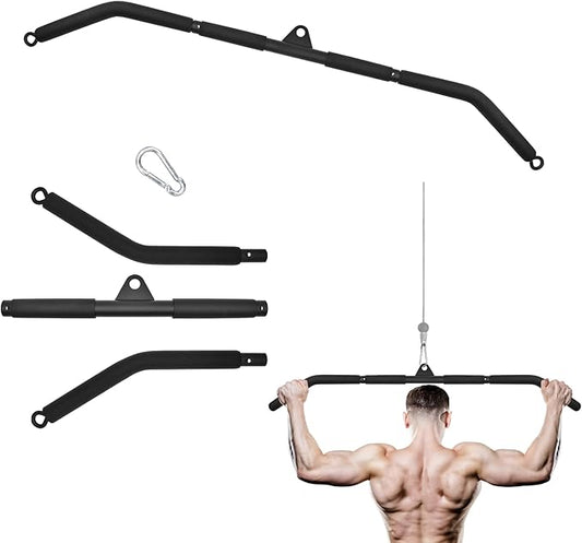 LAT Pull Down Bar, Dual Hook Bar Cable Attachment, Heavy Duty Gym Bar for Cable Machine, Suit for Resistance Band Training, Home Exercise