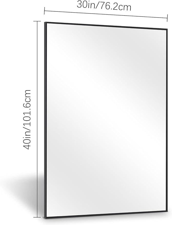 Black Bathroom Mirror for Wall, 30x40 Inch Rectangle Mirrors with Metal Frame, Modern Vanity Wall Mirror Decor for Entryway Hangs, Bathroom, Living Room Horizontal or Vertical