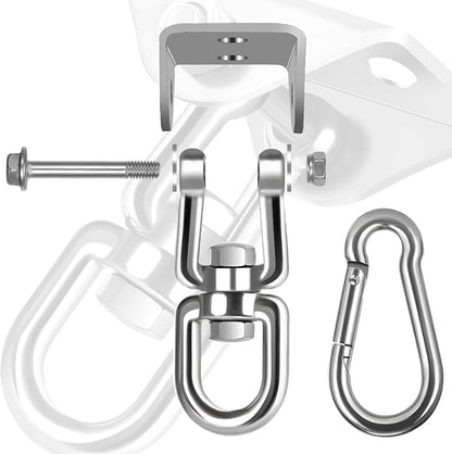 2 Pack Hammock Hanging Kit, Hanging Chair Hardware 360°Rotating Hammock Hooks Heavy Duty, Hammock Chair Hanging Kit & Swing Ceiling Hook Snap for Hammock Chair,Heavy Bag,Seat,Yoga,Gym,1200 lb Capacity