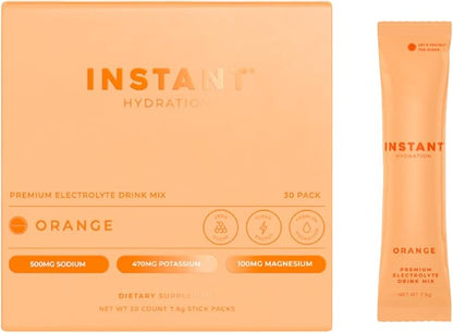 Instant Hydration Electrolytes Powder Packets - Citrus Orange Drink Mix - Zero Sugar - Keto, Vegan, Gluten-Free, Non-GMO - Boost Recovery, Brain Health, Muscle & Tissue Support- 30 Sticks
