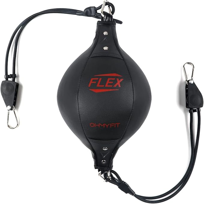 Flex Double End Punching Bag - Bungee Cords w/Special Flex Adjustable System - Durable Bladder Speed Bag - Boxing Training Equipment for Adults - Home Gym Accessories