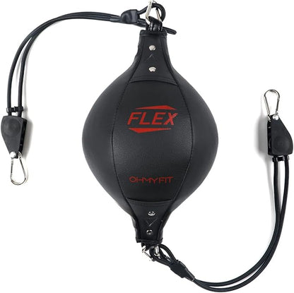 Flex Double End Punching Bag - Bungee Cords w/Special Flex Adjustable System - Durable Bladder Speed Bag - Boxing Training Equipment for Adults - Home Gym Accessories