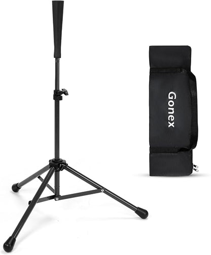 Gonex Baseball Softball Practice Hitting Batting Tripod Stand Rubber Tee Collapsible Portable with Carrying Bag