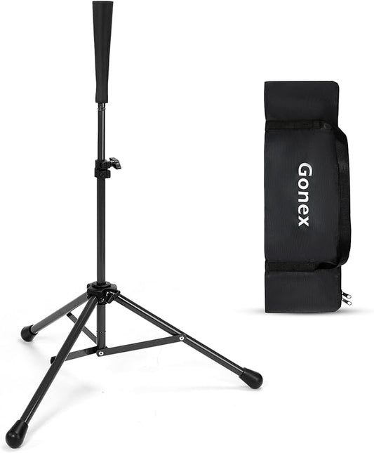Gonex Baseball Softball Practice Hitting Batting Tripod Stand Rubber Tee Collapsible Portable with Carrying Bag