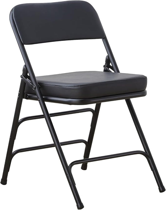 BOOSDEN Padded Folding Chair, Foldable Chair with Thick Cushion, Heavy Duty Metal Folding Chair for Outdoor & Indoor & Dining & Party, Black