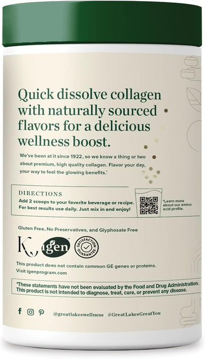 Great Lakes Wellness Collagen Peptides Powder for Skin, Hair, Nails, Joints & Digestion - Chocolate Flavored - Quick Dissolve Hydrolyzed, Non-GMO, Kosher - 10 oz
