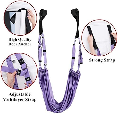 Yoga Stretching Strap, Adjustable Height Leg Stretcher Waist Back Stretch Band Aerial Yoga, Anti-gravity Inversion Exercises Door Flexibility Tensile Trainer for Rehab Pilates Dance Splits