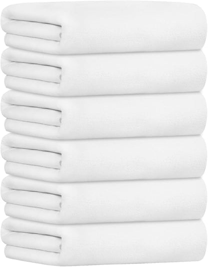 JML Microfiber Bath Towels, Bath Towel Sets (6 Pack, 27" x 55") - Extra Absorbent and Fast Drying, Multipurpose White Microfiber Towel for Bath, Beach, Pool, Sports, Yoga