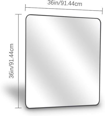 36" x 36"Bathroom Mirror, Matte Black Wall Mirror with Metal Frame, Decorative Rectangular Vanity Mirror for Bedroom Bathroom Living Room Entryway (Horizontal/Vertical)