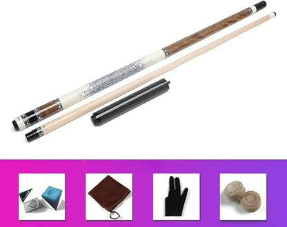 2-Piece Pool Cue Stick + Pool Cue Case with Carbon Extension