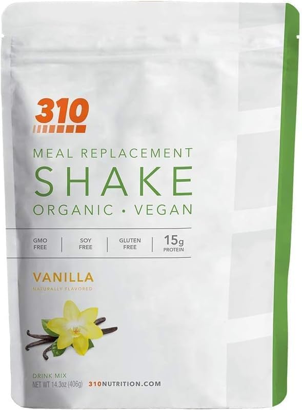 310 Nutrition Organic All-In-One Meal Replacement Shake Powder - Plant-Based Protein Smoothie Blend w/Fiber, Probiotics & Adaptogens - Low Carb, Vegan, Keto & Paleo - Vanilla - 14 Servings
