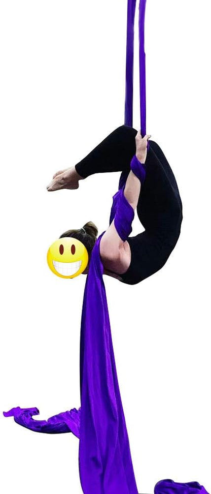 DASKING Aerial Silks Starter Kit - Durable 11Yards of Aerial Yoga Hammock with Hardware, Aerial Swing for Acrobatic Flying Yoga & All Levels (Aerial Rigging Point Up to 14ft)