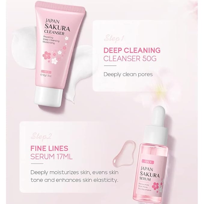 1 Pack Skin Care Set, Containing Deep Cleansing Facial Cleanser+ Hydrating Facial Cream + Skin Refining Facial Serum+Firming Eye Cream, Smoothing Fine Lines