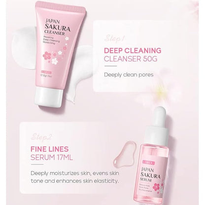 1 Pack Skin Care Set, Containing Deep Cleansing Facial Cleanser+ Hydrating Facial Cream + Skin Refining Facial Serum+Firming Eye Cream, Smoothing Fine Lines