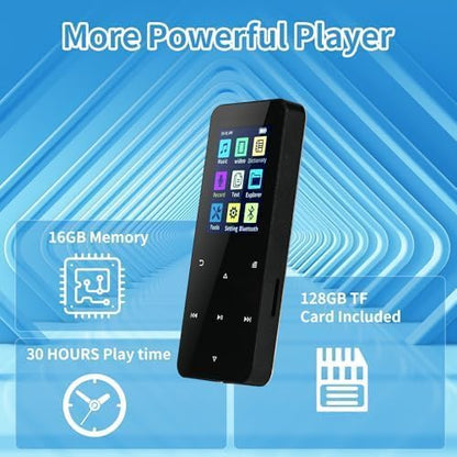 144GB MP3 Player, with Bluetooth 5.2, HiFi Sound,FM Radio, Voice Recorder, E-Book, Earphones Included，Portable Music Player for Kids ，Mini Design Ideal for Sport