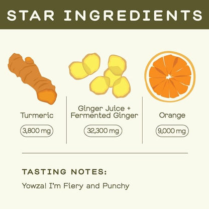 Greenhouse Juice Organic Fiery Ginger Wellness Shot Box Multipack 1.26L Ginger, Turmeric, Lemon, Black Pepper & Oregano | Immunity Wellness + Antiflammatory (Bag-in-Box Dispenser 2 Pack, Fiery Ginger)