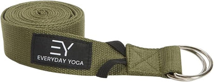 Everyday Yoga Super Strong Strap with Metal D-ring Buckle - Improve Flexibility, Stretching, and Physical Therapy Fitness.