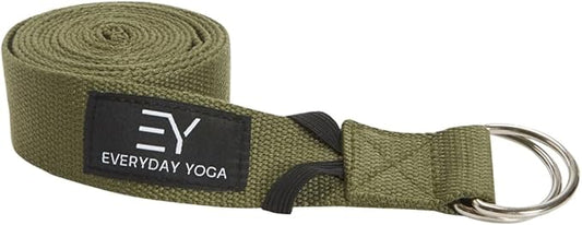 Everyday Yoga Super Strong Strap with Metal D-ring Buckle - Improve Flexibility, Stretching, and Physical Therapy Fitness.