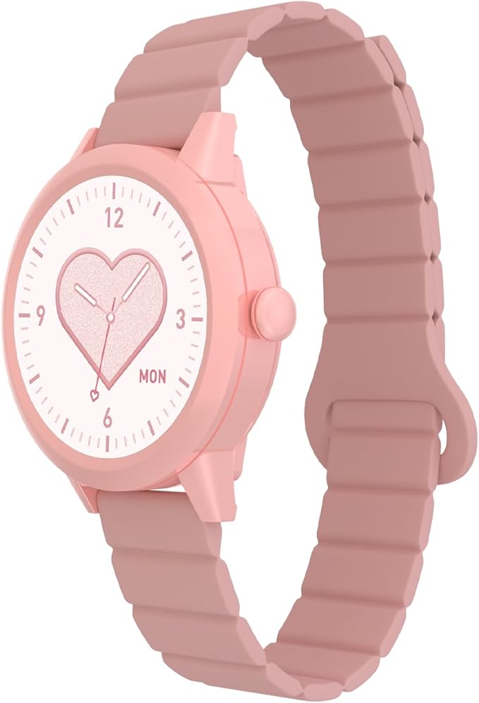 KAVVO Macaron 36mm Round Stylish Watch, 1.106'' AMOLED Retina Screen, Always-on Display, Silicone Magnetic Suction Strap, Female Health Record, Waterproof(Sakura Pink)