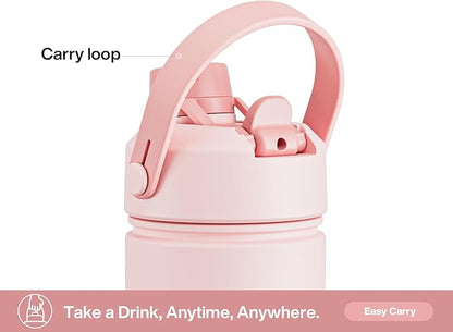 26 oz National Parks Water Bottle with Waterproof Stickers: 2-in-1 Straw Spout Lid, Keep Cold 24H, Leakproof, Car CupHolder Friendly, Insulated Stainless Steel Cup for Travel, Sports, School (Pink)