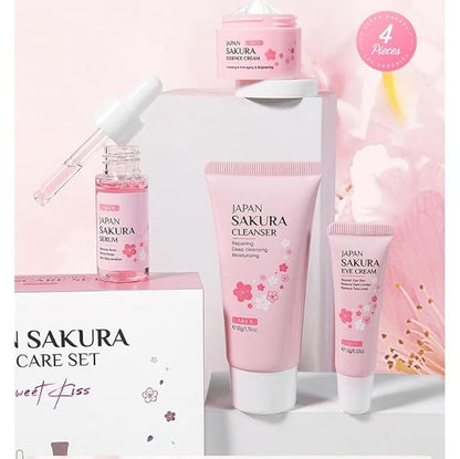 1 Pack Skin Care Set, Containing Deep Cleansing Facial Cleanser+ Hydrating Facial Cream + Skin Refining Facial Serum+Firming Eye Cream, Smoothing Fine Lines